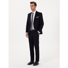 Cacharel Erkek Lacivert Slim Fit %100 Yün Mono Yaka Basic Takım Elbise 50310082-VR033