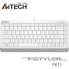 A4 Tech FK11 Q USB Kablolu mm Mini Klavye Beyaz