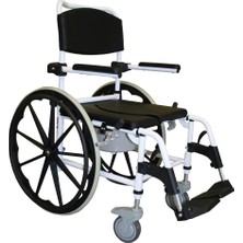 Poylin Banyo ve Tuvalet Sandalyesi | Alüminyum Gövde, Bas-Çıkart Tekerlekli, Hareketli Kolçaklı P617