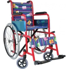 Poylin Çocuk Tekerlekli Sandalye | Katlanabilir Çelik Şase, Renkli Döşeme, Baldır Destekli P970