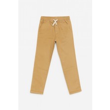 Erkek Çocuk Pamuklu Gabardin Jogger Pantolon Kahverengi