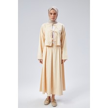 Flamlı Keten Etekli Kimono Ceket Takım