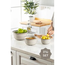 Stile Cucina 3'lü Ekonomik Linea Yuvarlak Kase Seti Yeşil 3x (1 Litre- 2 Litre- 3 Litre)