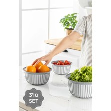 Stile Cucina 3'lü Ekonomik Linea Yuvarlak Kase Seti Yeşil 3x (1 Litre- 2 Litre- 3 Litre)