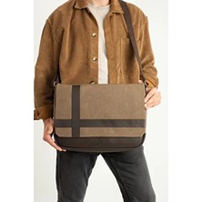 Mega 418 Unısex Kanvas  Postacı Çantası Askılı Çanta Omuz Çanta Toprak-Kahve