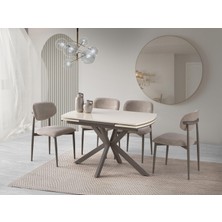 Anka Krem Polo Lak Panel Mutfak Masa Sandalye Takımı 80X120