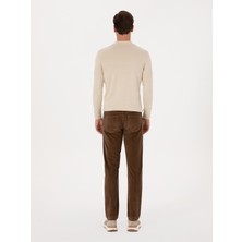 Cacharel Erkek Vizon Straight Fit Pamuk Karışımlı İnce Fitilli Kadife Kanvas Pantolon 50314000-VR052