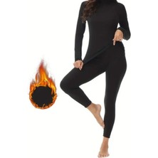 Kadın   Termal  Yüksek Bel Tayt Içlik  Termal Üst Body Siyah Kadın Termal Takım