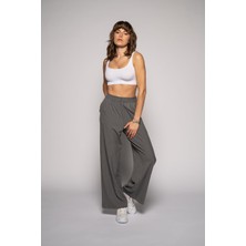 Kadın Gri Çift Pileli Pantolon