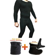 4'lü Set Erkek Termal Set Termal Içlik Termal Tişört Termal Çorap Polar Bere