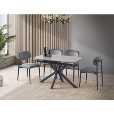 Anka Sis Gri Polo Lak Panel Mutfak Masa Sandalye Takımı 80X120