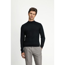 Kiğılı Yarım Balıkçı Yaka Regular Fit Yünlü Basic Örme Triko Kazak