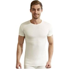 Erkek Ekru Termal Üst Kısa Kol O Yaka Içlik