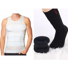 Erkek Fit Gösteren Üçgen Vücut Görünümü Veren Korse Atlet 1 Beden Küçültür Termal Çorap Hediyeli