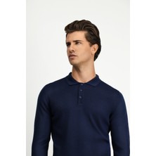 Kiğılı Polo Yaka Düğmeli Regular Fit Sıcak Tutan Yünlü Triko Kazak