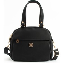 Sanmorris Kadın Siyah Yumuşak Suni Deri Ayarlanabilir Çapraz Askılı Smart Casual Omuz ve El Çantası