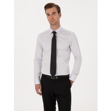 Cacharel Erkek Açık Gri Slim Fit %100 Pamuk Klasik Gömlek 50318179-VR001