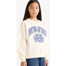 DeFacto Relax Fit Bisiklet Yaka Baskılı Sweatshirt Kız Çocuk E8773A825AU