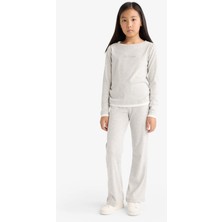 DeFacto 2'li Takım Baskılı Uzun Kollu Tişört Eşofman Altı Kız Çocuk G0119A825AU