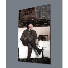 Atatürk Üniformalı Dikey Cam Tablo Hediyelik Büyük Tablo Ev Ofis Dekoru