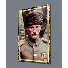 Atatürk Portre Dikey Cam Tablo Hediyelik Büyük Tablo Ev Ofis Dekoru