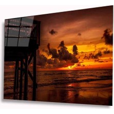 Denizde Günbatımı Cam Tablo 4mm Dayanıklı Temperli Cam