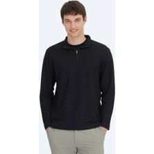 Siyah Fitilli Bisiklet Yaka T-Shirt