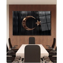Türk Bayrağı Cam Tablo Bakır Renk Modern Ev Ofis Salon Kurum Hediyelik Tablo