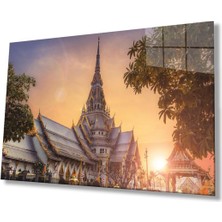 Tayland Tapınak Cam Tablo 4mm Dayanıklı Temperli Cam, Thailand Temple Glass Wall Decor