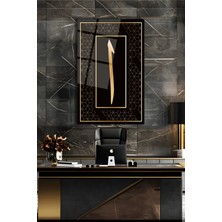 Elif Dini Isami Dikey Cam Tablo, Modern Iş Ev Ofis Salon Dekoru , Hediyelik Duvar Dekoru