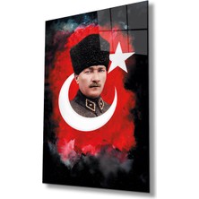 Atatürk Portre Cam Tablo Modern Ev Ofis Salon Hediyelik Büyük Tablo Duvar Dekoru