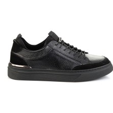 Siyah Hakiki Deri Erkek Casual Ayakkabı E01011037340