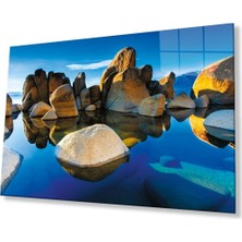 Dağ Yansıma Manzara Cam Tablo 4mm Dayanıklı Temperli Cam Mountain Reflection Landscape Glass Table