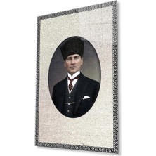 Çerçeveli Atatürk Cam Tablo 4mm Dayanıklı Temperli Cam, Framed Atatürk Glass Wall Art