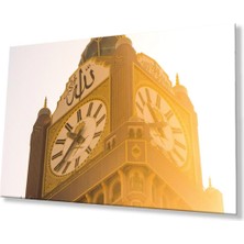 Allah Lafzı Saat Kulesi Dini Duvar Dekoru Cam Tablo 4mm Dayanıklı Temperli Cam