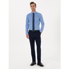 Cacharel Erkek Koyu Mavi Slim Fit %100 Pamuk Klasik Gömlek 50318179-VR032