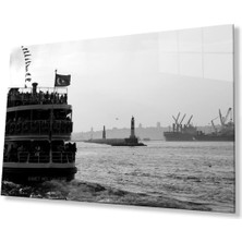 Deniz Vapur Cam Tablo 4mm Dayanıklı Temperli Cam Sea Steamer Glass Wall Art