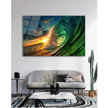 Deniz Dalga Doğa Gün Batımı Cam Tablo Islami Dini Modern Ev Ofis Salon Hediyelik Büyük Tablo Duvar D