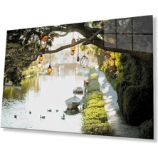 Ağaç Irmak Manzara Cam Tablo 4mm Dayanıklı Temperli Cam Tree River Landscape Glass Wall Art