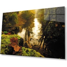 Ağaçlar Yaprak Manzara Cam Tablo 4mm Dayanıklı Temperli Cam Trees Leaf Landscape Glass Wall Art