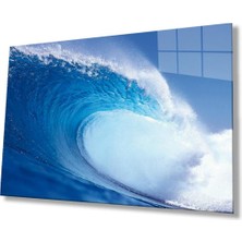 Deniz Dalgası Manzarası Cam Tablo 4mm Dayanıklı Temperli Cam, Sea Waves Glass Wall Art
