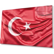 Kırmızı Dalgalı Türk Bayrağı Cam Tablo Red Wavy Turkish Flag Glass Painting