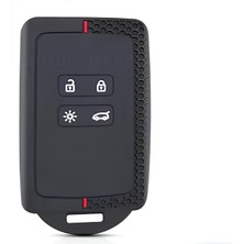 Autohan Keys Austral, Megane 4, Talisman, Clio 5 Için Petek Desenli Silikon Anahtar Koruma Kılıfı, Siyah-Kırmızı