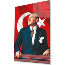 Atatürk Cam Tablo 4mm Dayanıklı Temperli Cam, Atatürk Glass Wall Art