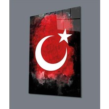 Türk Bayrağı Dikey Cam Tablo Hediyelik Büyük Tablo Ev Ofis Dekoru