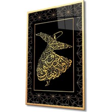 Semazen Hat Sanatı Cam Tablo Islami Dini Modern Ev Ofis Salon Hediyelik Büyük Tablo Duvar Dekoru