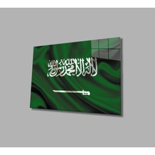 Suudi Arabistan Bayrağı Cam Tablo 4mm Dayanıklı Temperli Cam, Saudi Arabia Flag Glass Wall Art