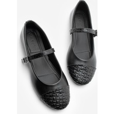 Marjin Kadın Desenli Bantlı Günlük Babet Renada Siyah