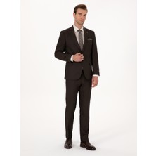 Cacharel Erkek Kahverengi Slim Fit Mikro Desenli Takım Elbise 50318869-VR029