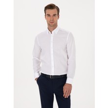 Cacharel Erkek Beyaz Slim Fit %100 Pamuk Yakası Düğmeli Oxford Gömlek 50319721-VR013